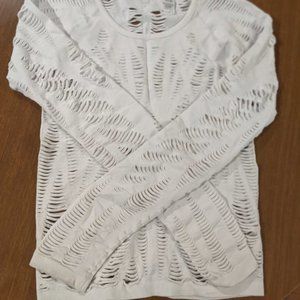ALO Yoga White Cutout Long Sleeve Top